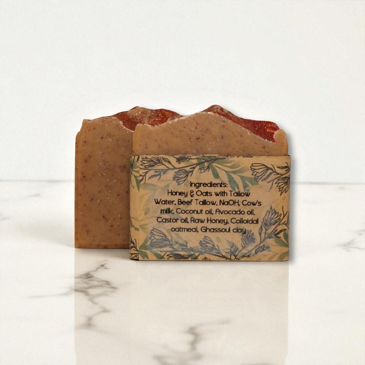 HONEY & OATS with Tallow Handmade Soap - Image 2